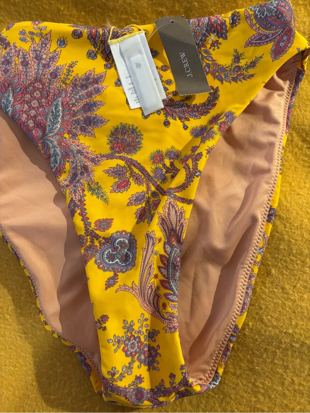J.Crew Yellow Paisley Bikini Bottoms XS new